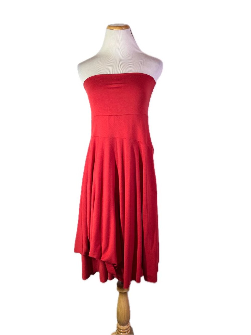 Staples Size S Red Layered Asymmetrical Jersey Knit Dress or Skirt